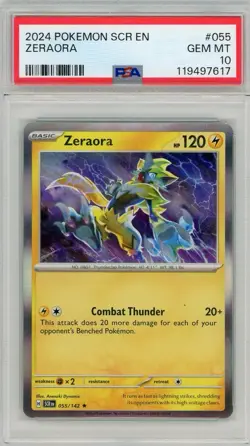 2024 Pokemon Stellar Crown Zeraora Holo #055 PSA 10 Gem Mint - Image 1