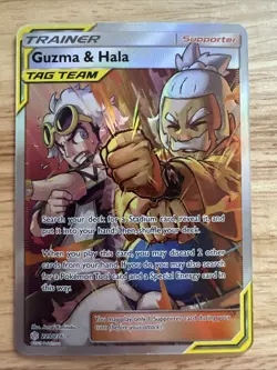 Pokemon Guzma & Hala TAG TEAM Full Art Ultra Rare Sm-Cosmic Eclipse 229/236 Holo - Image 1