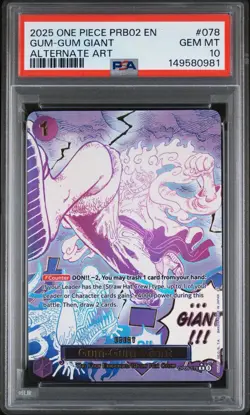 PSA 10 One Piece English PRB02 Gum-Gum Giant Alternate Art OP09-078 - Image 1