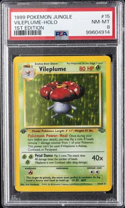 1999 POKEMON JUNGLE 1ST ED #15 VILEPLUME-HOLO PSA 8 - Image 1