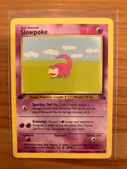 Pokemon TCG Fossil 1st Edition Slowpoke 55/62 Regular LP - Image 1