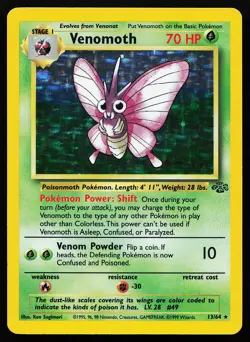 Venomoth 13/64 Holo Rare Jungle Pokemon Card - Image 1