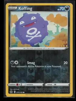 Koffing 075/159 Pokemon Crown Zenith Common Near Mint Reverse Holo - Image 1