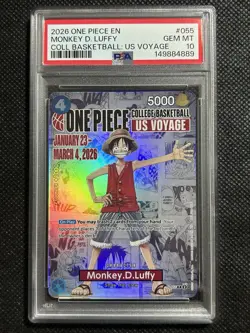 2026 ONE PIECE PROMOS COLLEGE BASKETBALL : US VOYAGE MONKEY D. LUFFY PSA 10 - Image 1