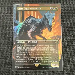 Grim Giganotosaurus (Borderless) FOIL NM MTG Universes Beyond: Jurassic World.. - Image 1