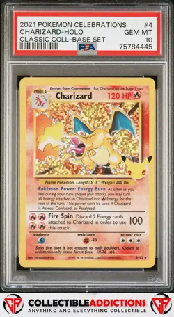 2021 Pokemon Celebrations Classic Collection #4 Charizard Holo PSA 10 - Image 1
