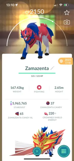 Pokemon Go Legendary Zamazenta ( Normal ) ( Reduced) - Image 1