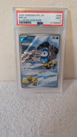 2025 POKEMON PFL EN-PHANTASMAL FLAMES ILLUSTRATION RARE #098 PIPLUP PSA 9 - Image 1