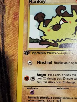 1st Edition Mankey 61/82 | WOTC Gen 1 Pokemon | Vintage Team Rocket - Image 2