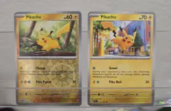 Pokemon Cards Pikachu Lot Of 2. 1 Reverse Holo Sparkly Card Included! - Image 1