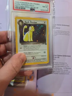 PSA 8 Dark Persian #17 No 60 HP Error Pokemon Card Black Star Promo SWIRL - Image 2