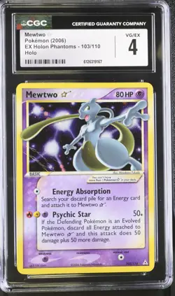 CGC 4 Mewtwo Gold Star 2006 EX Holon Phantoms 103/110 Holo Pokemon Card - Image 1