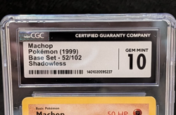 1999 Pokemon Base Set Machop 52/102 Shadowless CGC 10 Gem Mint - Image 2