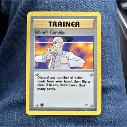 Pokemon TCG Blaine's Gamble Trainer Gym Heroes 1st Edition 121/132 Regular WOTC - Image 1