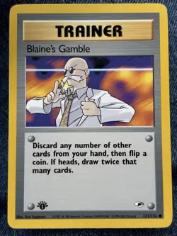 Pokemon TCG Blaine's Gamble Trainer Gym Heroes 1st Edition 121/132 Regular WOTC - Image 2