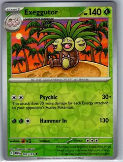 Exeggutor 103/165 Reverse Holo SV: Scarlet & Violet 151 - Pokemon Card - NM - Image 1