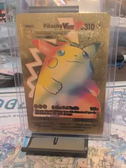 Pikachu VMAX 044/185 Rainbow Rare Gold Foil Collectible Pokemon Card FAN ART - Image 1