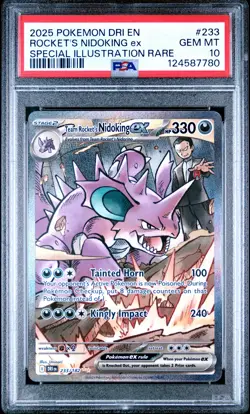 2025 POKEMON DRI EN-DESTINED RIVALS #233 TEAM ROCKET'S NIDOKING EX PSA 10 - Image 1