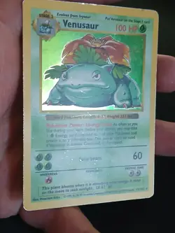 SHADOWLESS Venusaur 15/102 - HOLO - Pokemon Base Set 1999 Moderate Play - Image 3