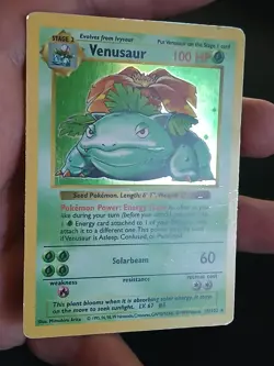 SHADOWLESS Venusaur 15/102 - HOLO - Pokemon Base Set 1999 Moderate Play - Image 4