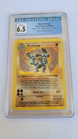 1999 POKEMON BASE SET 1ST EDITION, SHADOWLESS HOLO #8/102 MACHAMP CGC 6.5 - Image 1