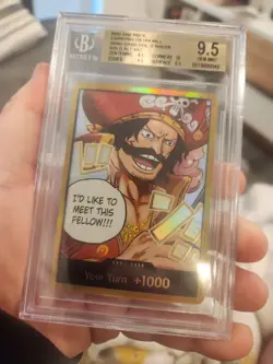 DON!! Card (Gol.D.Roger) (Gold) Carrying On His Will OP13 Beckett 9.5 GEM MINT - Image 1