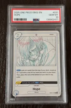 2025 One Piece EB02-031 Hope Extra Booster Anime 25th Collection PSA 10 - Image 1