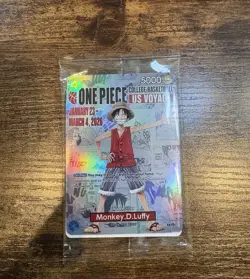 *SEALED* Limited One Piece College Bball US Voyage '26 MonkeyD. Luffy Promo Card - Image 1