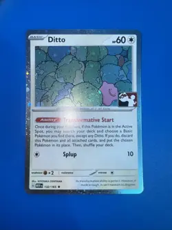 Pokemon TCG Ditto Holo Card 132/165 Prize Pack Series, Mint Condition - Image 1