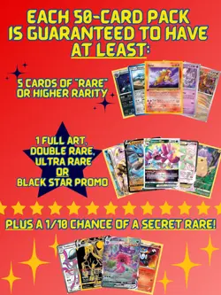 Pokemon 50-card Mystery Pack ULTRA RARES NO REPEATS Chance Of Vintage - Image 3