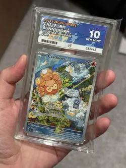 Pokemon TCG Castform Sunny Form Card 195/191 Surging Sparks Holo IR Ace 10 - Image 1