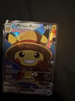 Luffy Pikachu Holo Poncho Cosplay Card Custom Shiny Detail - Image 1