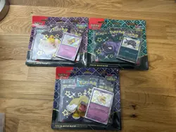 LOT OF 3 Pokemon TCG Paldean Fates Tech Sticker Collection Blister Pack Set NEW! - Image 1
