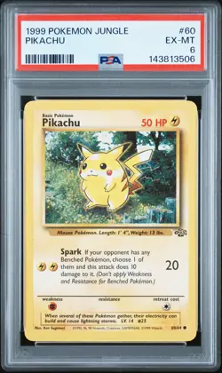 1999 Pokemon Jungle #60 Pikachu PSA 6 - Image 1