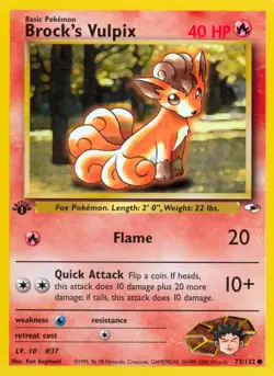 Pokemon TCG: Gym Heroes - Brock's Vulpix - 1st Edition - Near Mint - Image 1