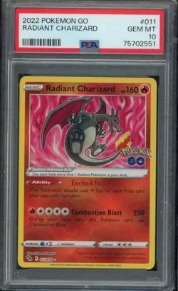 2022 POKEMON GO #011 RADIANT CHARIZARD PSA 10 - Image 1