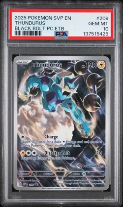 Thundurus #209 Black Star Promo Black Bolt ETB Pokemon Center PSA 10 - Image 1