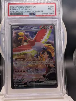 2025 Pokemon Destined Rivals Ethan's Ho-Oh EX! SIR! English! PSA 9! #230/182! - Image 1