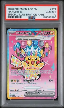 2026 POKEMON ASCENDED HEROES SPECIAL ILLUSTRATION RARE PIKACHU EX PSA 10 #277 - Image 1