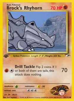 Pokemon TCG: Gym Heroes - Brock's Rhyhorn - 1st Edition - Near Mint - Image 1