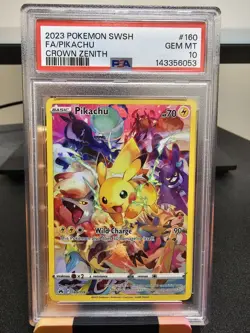 2023 POKEMON SWORD & SHIELD CROWN ZENITH #160 FULL ART/PIKACHU PSA 10 - Image 1