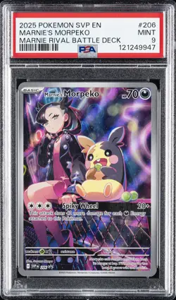 2025 POKEMON SVP EN-SV BLACK STAR PROMO #206 MARNIE'S MORPEKO PSA 9 - Image 1