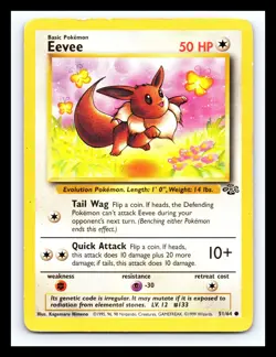 💥 Eevee 51/64 Jungle Set Non Holo Foil Pokemon 1999 Vintage Card - Image 1