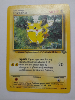 Vintage Pokemon Basic Pokemon Jungle Pikachu 60/64 Wizards Of The Coast CCG Card - Image 3