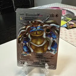 Pokemon Blastoise VMAX Silver Foil HP 350 Fan Art Display Card G-Max Geyser - Image 1