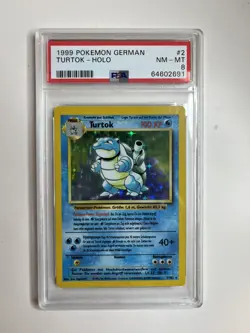 1999 Pokemon GERMAN Unlimited Base Set Turtok-Blastoise Holo 2/102 PSA 8 NM-MT - Image 1