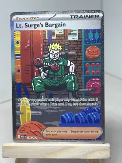 Pokemon TCG Lt. Surge’s Bargain Trainer Supporter Card Near Mint - Image 1