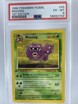 1999 Pokemon Fossil 1st Edition #45 Weezing PSA 6 EX-MT 45/62 WOTC - Image 1