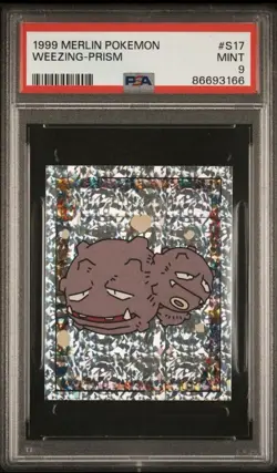 1999 Merlin Pokemon Weezing Prism #S17 – NM PSA 9 - Image 1