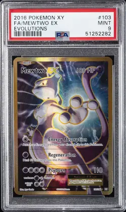 2016 POKEMON XY EVOLUTIONS #103 FULL ART/MEWTWO EX PSA 9 - Image 1